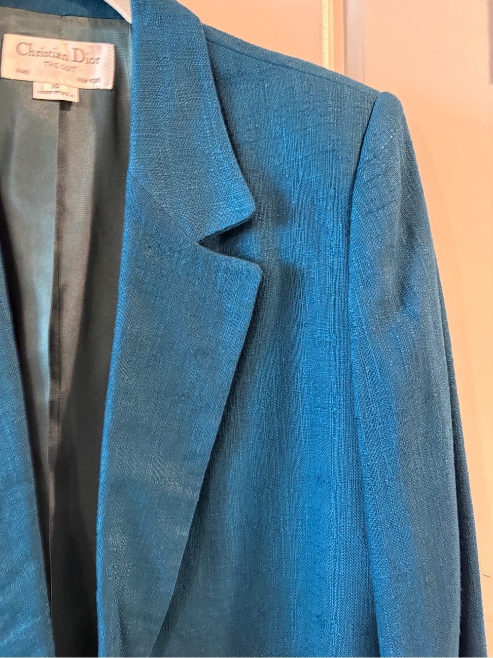 Vintage Christian Dior The Suit Teal Skirt Suit Set Size 10 Made in USA - Picture 7 of 16